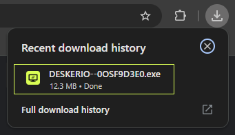 Browser download pop-up for the DESKERIO remote support app